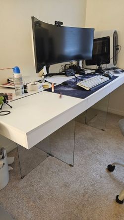Large white office desk