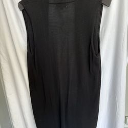 Sleeveless Cardigan With Pockets Black Size Large