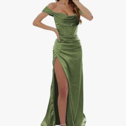 Off The Shoulder Satin Bridesmaid Dress