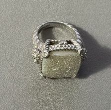 Vintage Judith Ripka 925 Sterling Silver Sparkle Druzy Quartz Ring