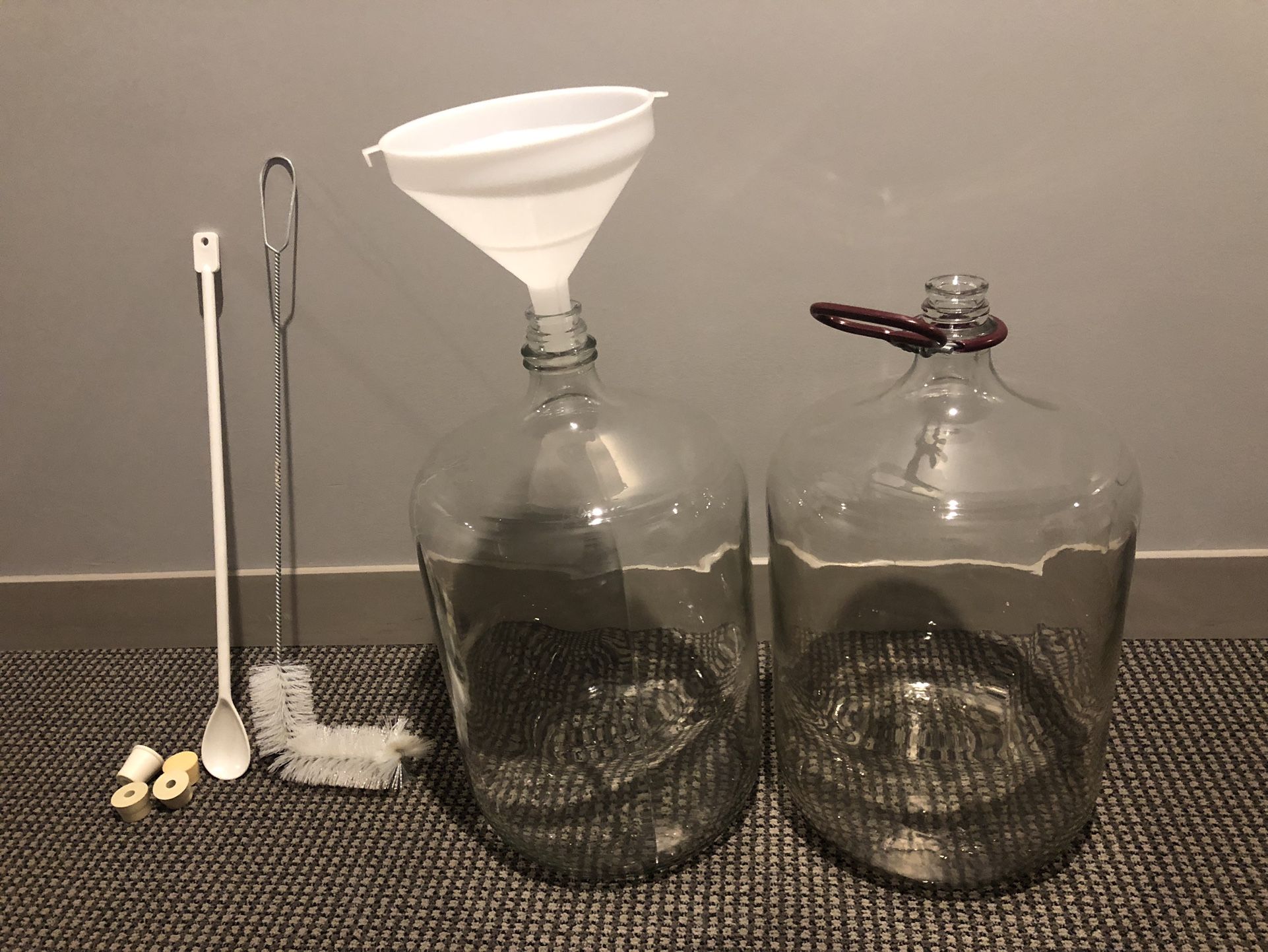 Two 6.5 gal glass carboys 