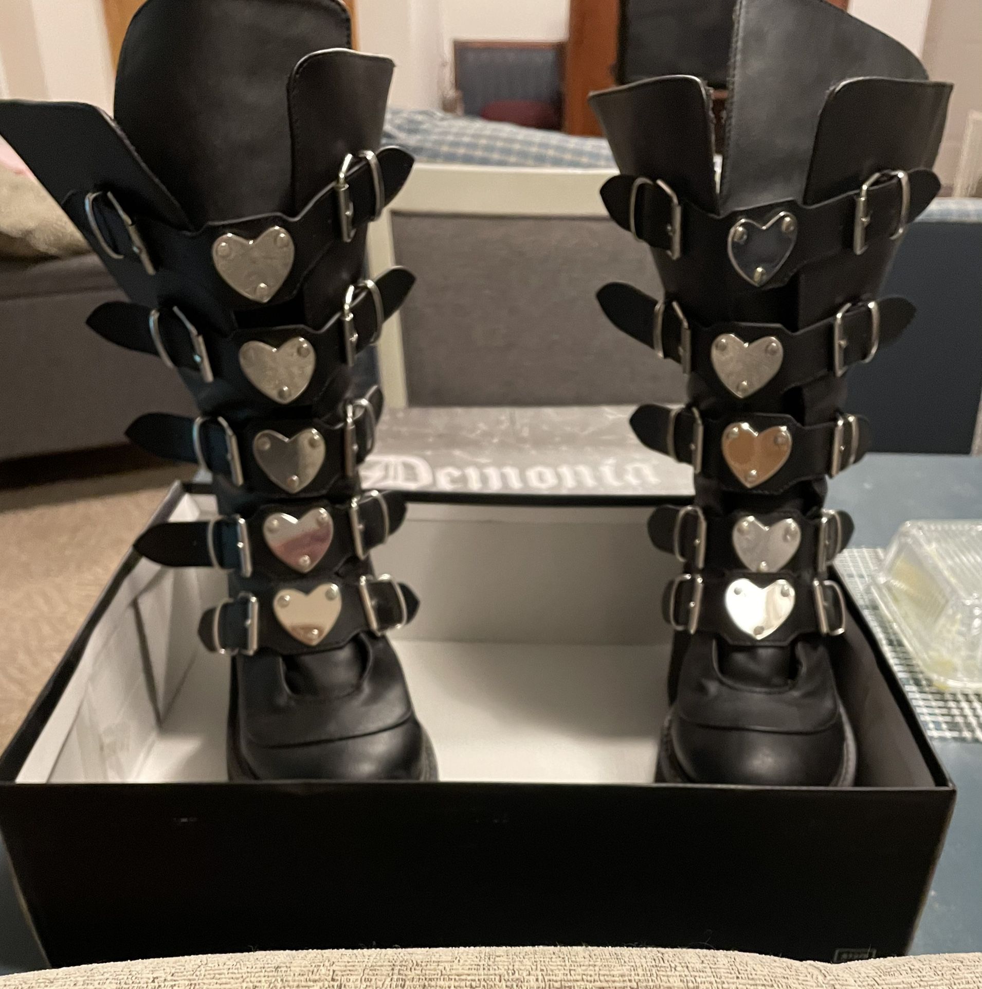 Demonia Lovesick Trinity Black Boots Size 10