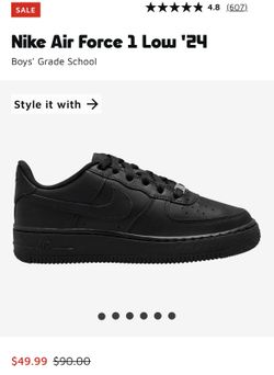 Nike Black Air Force 1 Low '24 Kids Size 13
