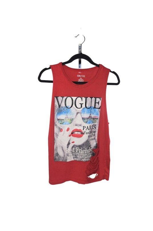 On Fire Red Tank Top Women's Size XL Sleeveless