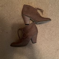 Very Cute And Comfy Brown Suede Booties, 2 Inch Heel