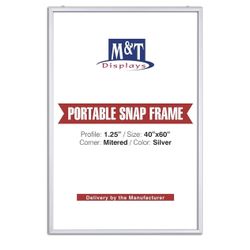 40x60 Portable Snap Frame Front Loading Wall Mounting 1.25” Silver Profile
