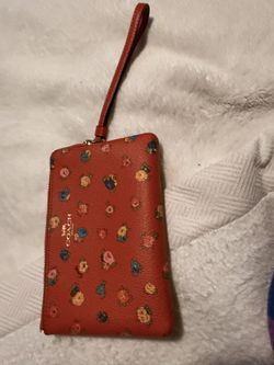 Coach Red Wallet Flowers 