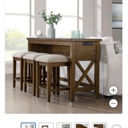Lathan Sofa Table and 3 Stools