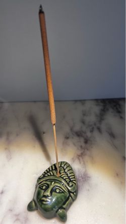 Bali Green Ceramic Face Incense Holder