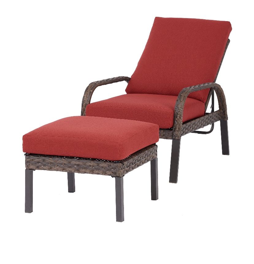 Mainstays Tuscany Ridge Wicker Reclining Chaise Lounge With Ottoman
