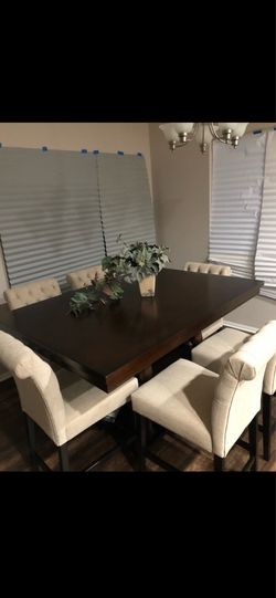 Counter Height Dining Table Set with 6 Upholstered Chairs - $400 OBO