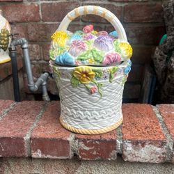 GKA Brand Flower Floral Basket Cookie Jar