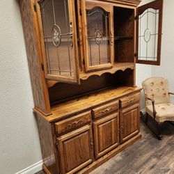 Vintage Oak China Cabinet 