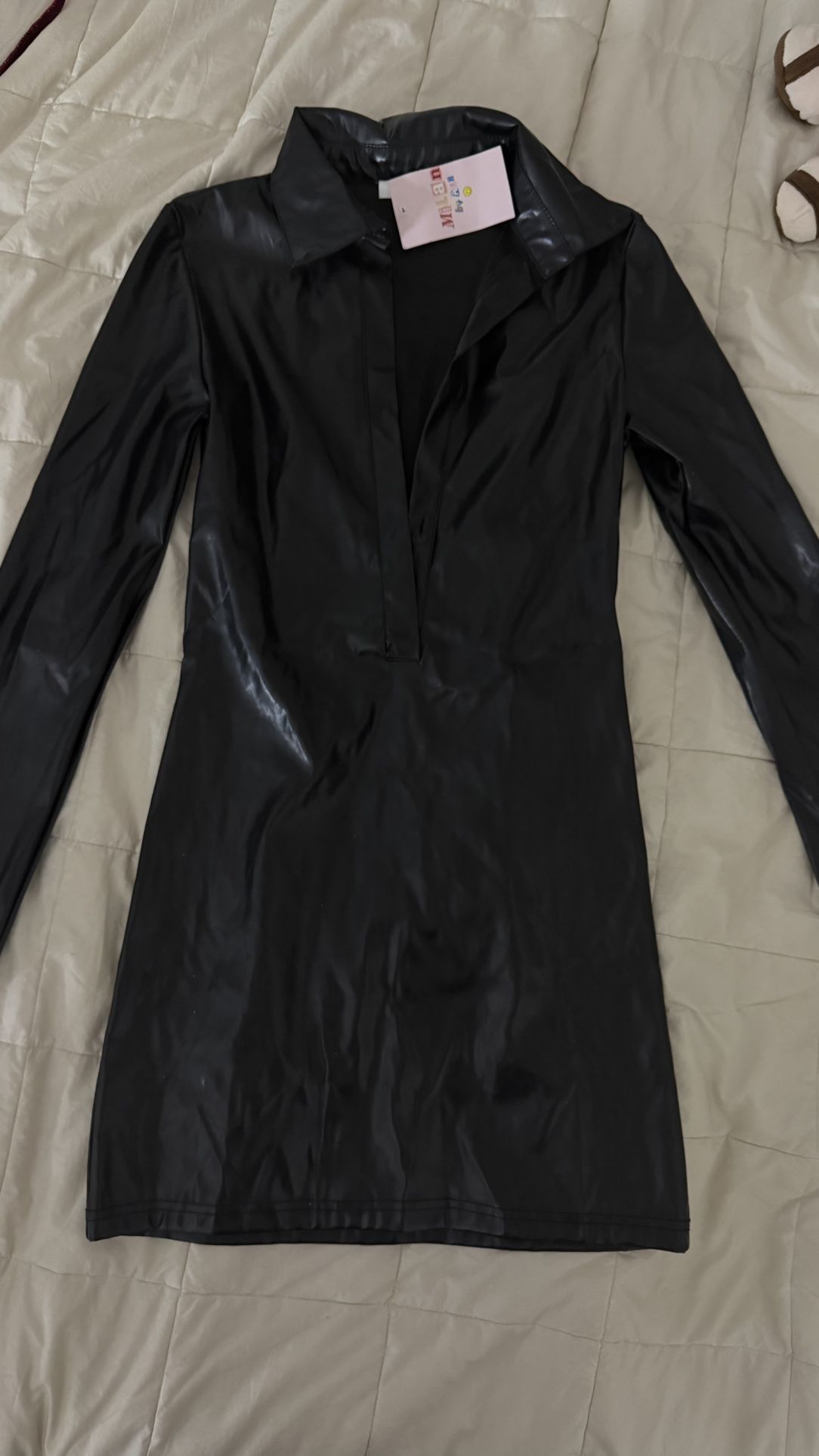 Black Leather Mini Dress