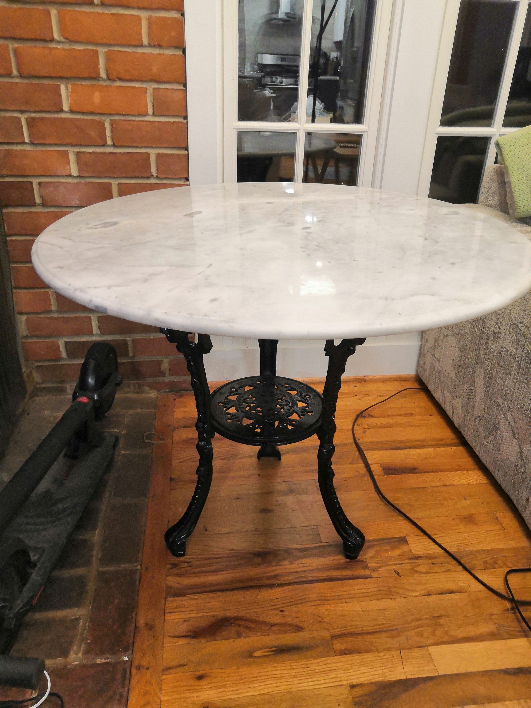 Antique Marble Top Entry Table - Wrought Iron