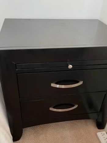 Black Nightstand w/ Drawer Tray