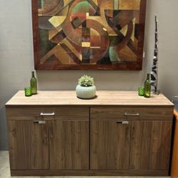Artoplex 72″ Locking Storage Credenza, Woodgrain Laminate