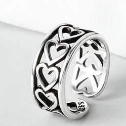 925 sterling heart hollowout ring R42
