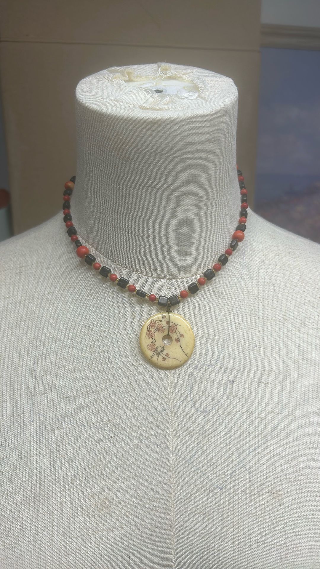 Black And Red Beaded Necklace