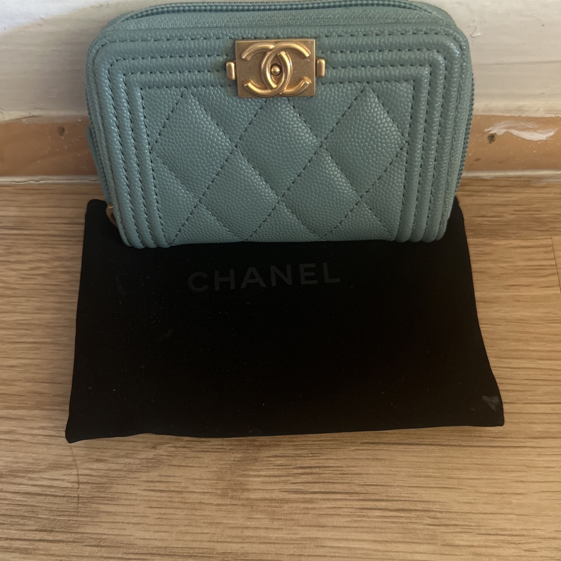 Chanel Caviar Quilted Boy Small Zip Around Wallet