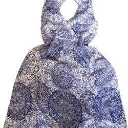 En Creme Blue & White Mandala Design Sundress Size M 