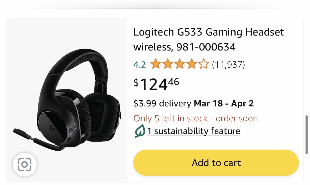 Logitech G533 Gaming Headset wireless