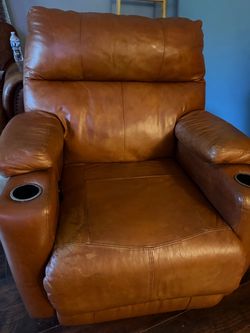 Stained leather recliner