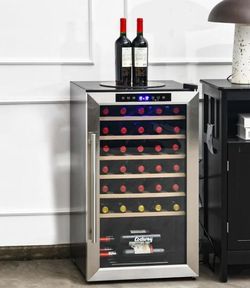 Costway 20 Inch Cooler Refrigerator for 33 Bottles with Tempered Glass Door