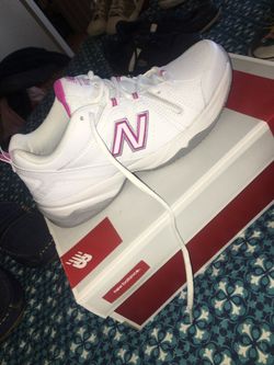 New Balance white and pink