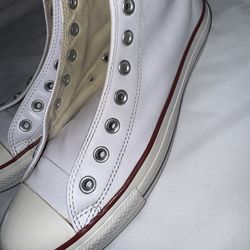 White leather high top converse size 9.5