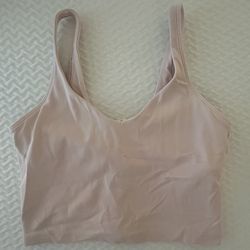 Lululemon Cropped Sports Bra- Size 6 | Baby Pink Plunge