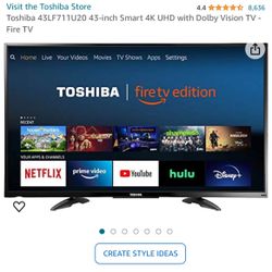 43” Toshiba Amazon fire Tv 4k UHD Dolby vision