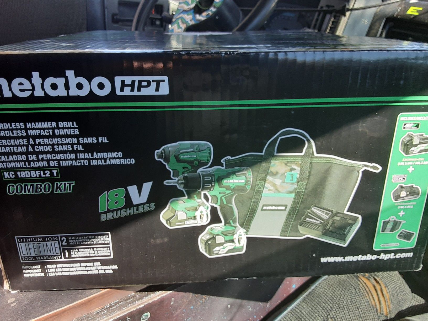 Metabo drill combo set with 2x extra 5ah 36v-18v batteries