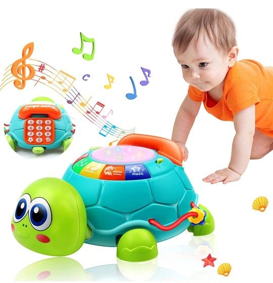 Music Turtle Kids Toy with Lights, Animal Sounds, Number Letter Telephone 3m - 3y