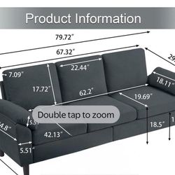Open Box New - Modular Sofa Convertible Sectional Sofa without Ottoman,L-shaped 3 Seat Couch