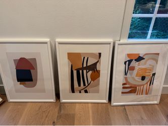 Three Abstract Art by ThinkDesign Prints with White Matte Frames (25.5 height x 19.5 width)