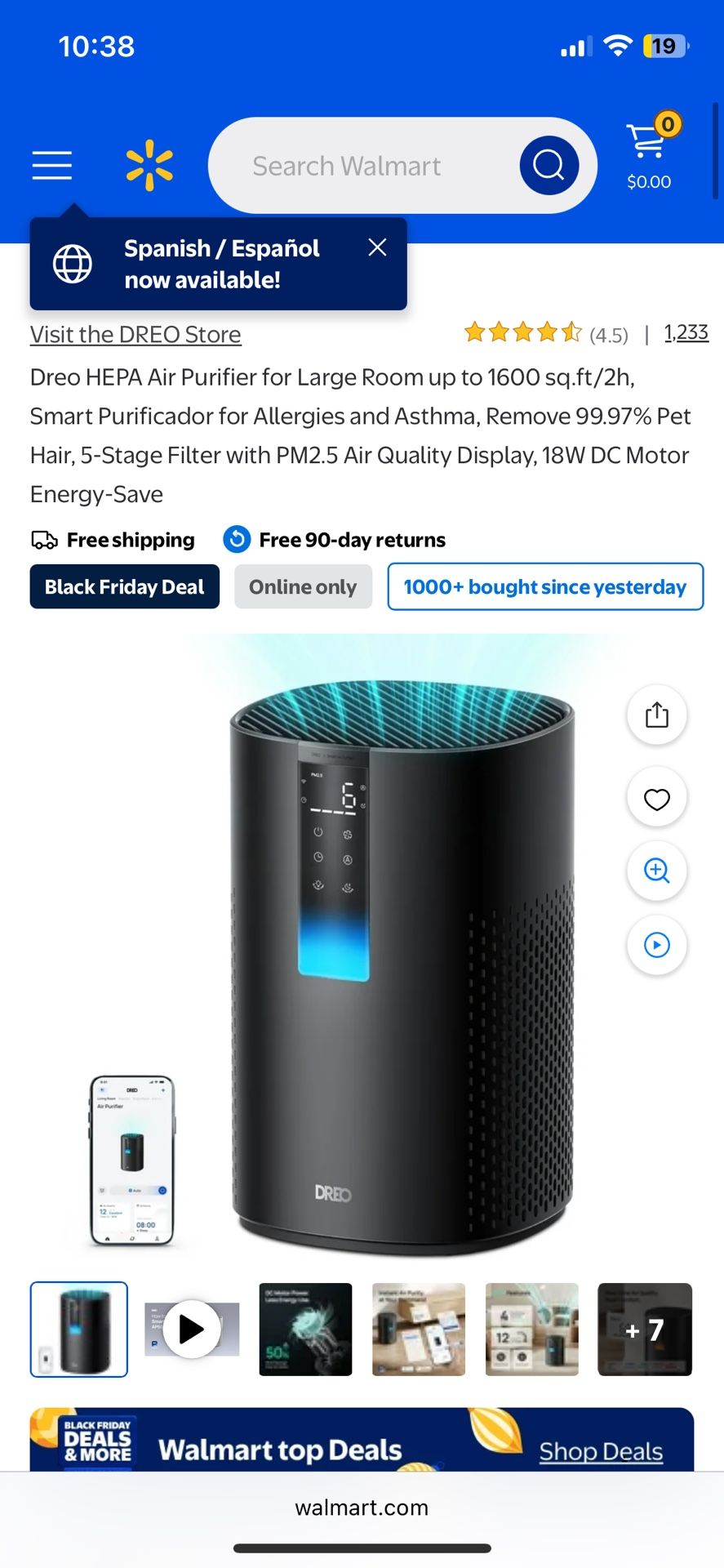 Air Filter Dreo HEPA Air Purifier for Large Room up to 1600 sq.ft/2h