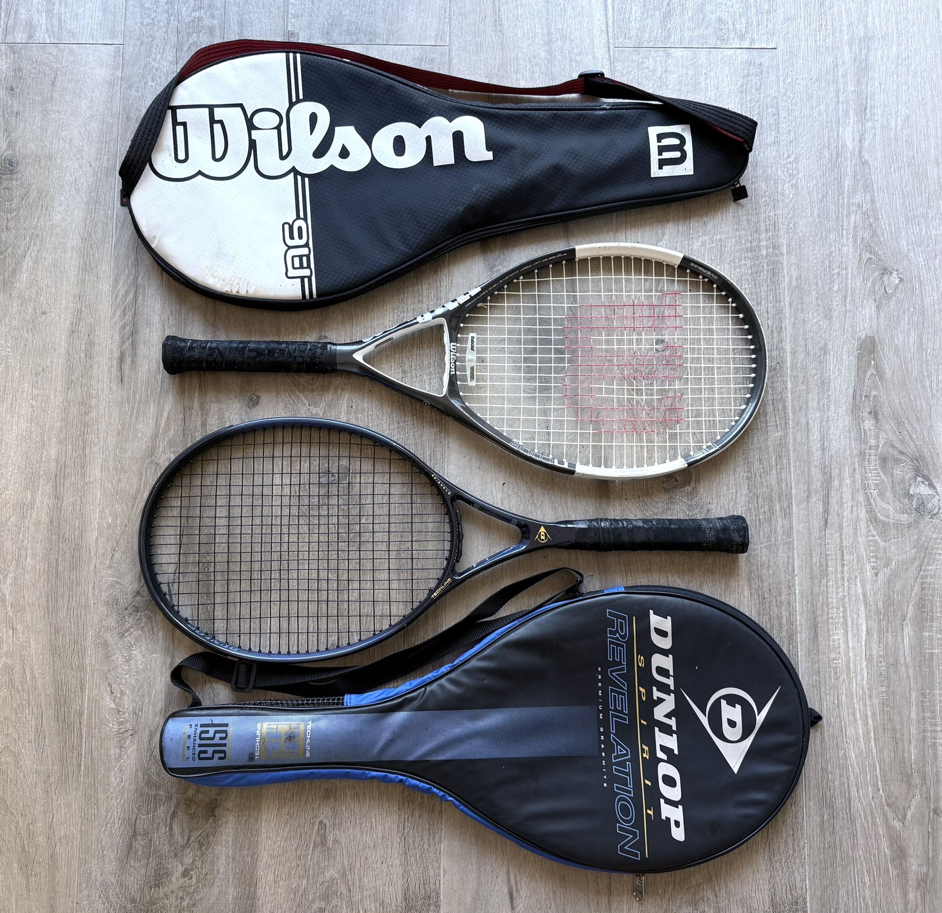 Dunlop & Wilson Adult Tennis Rackets + Matching Cases