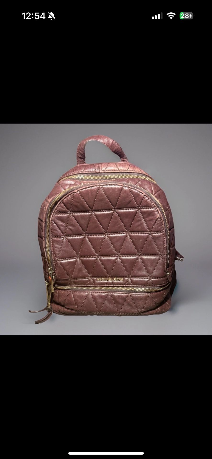 MICHAEL KORS Rhea MD Quilted Leather Backpack Barolo Brown