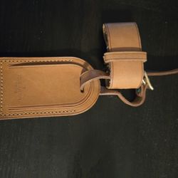 Tan leather Louis Vuitton luggage tag
