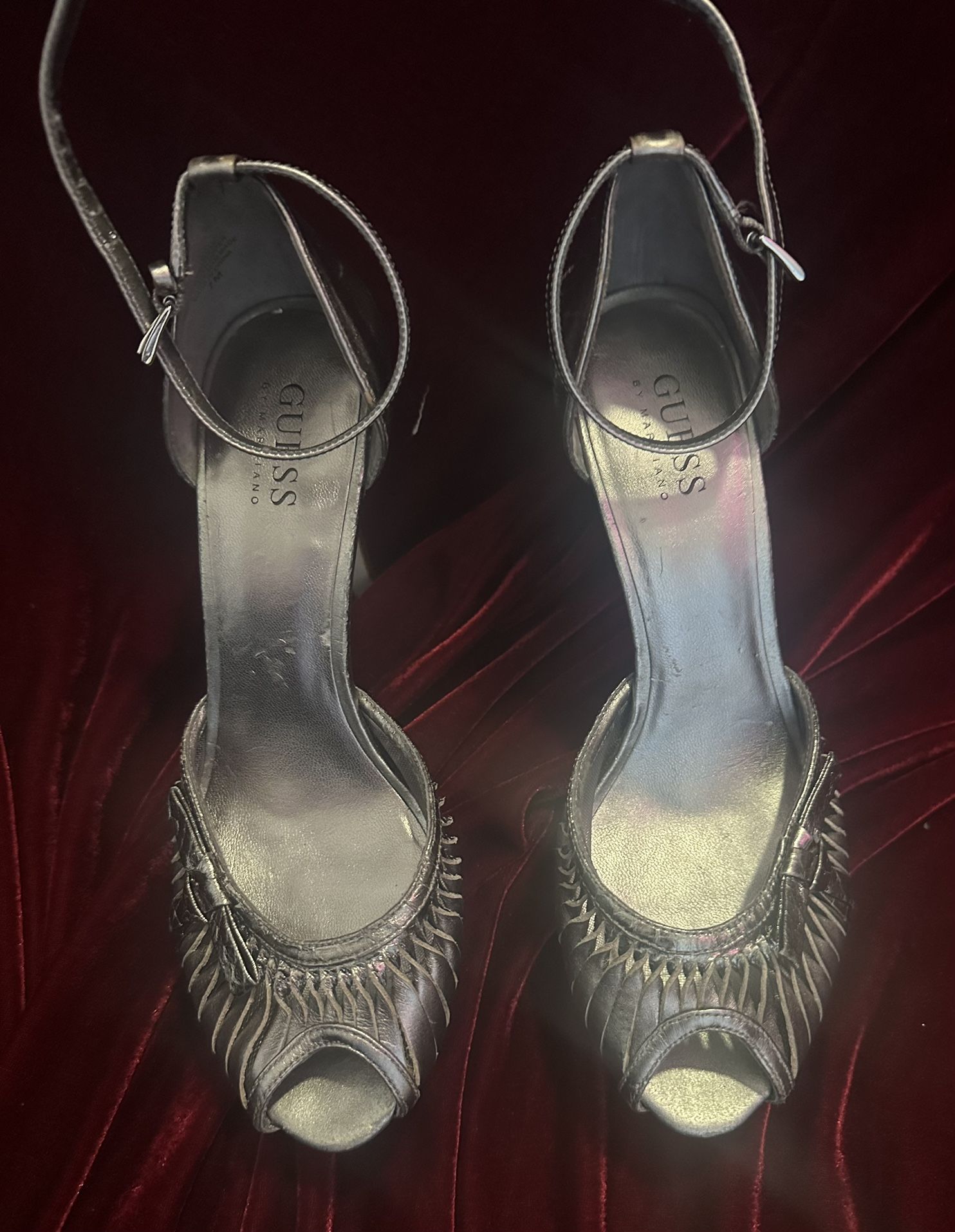 Silver With Wooden Heels Guess By Marciano Heels