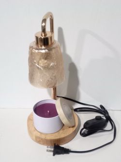 Candle lamp with a Mohogany Teakwood candle plus 2 GU10 bulbs