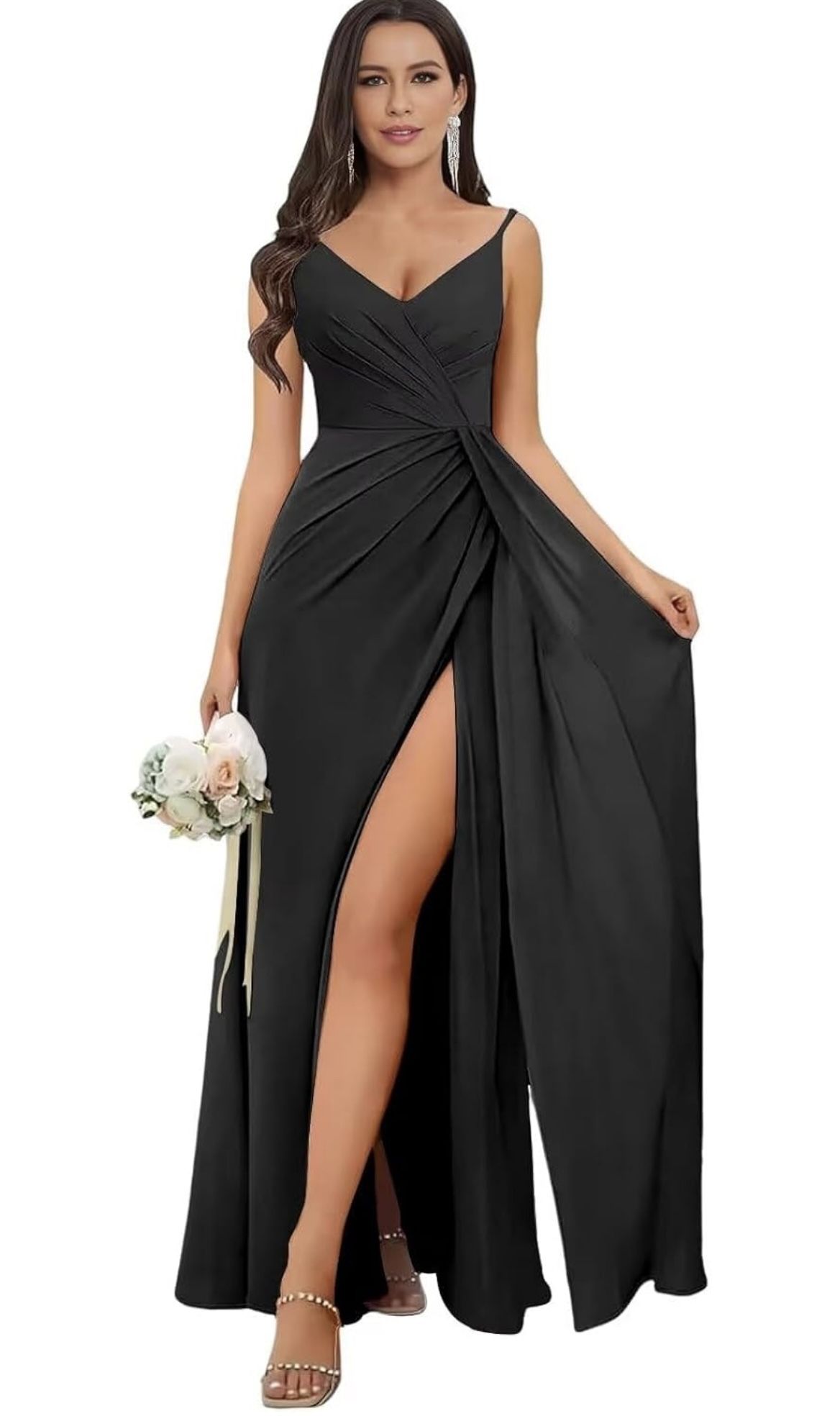Neck Bridesmaid Dresses with Slit