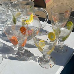 Vintage Pitcher And Glasswear Citrus Collection