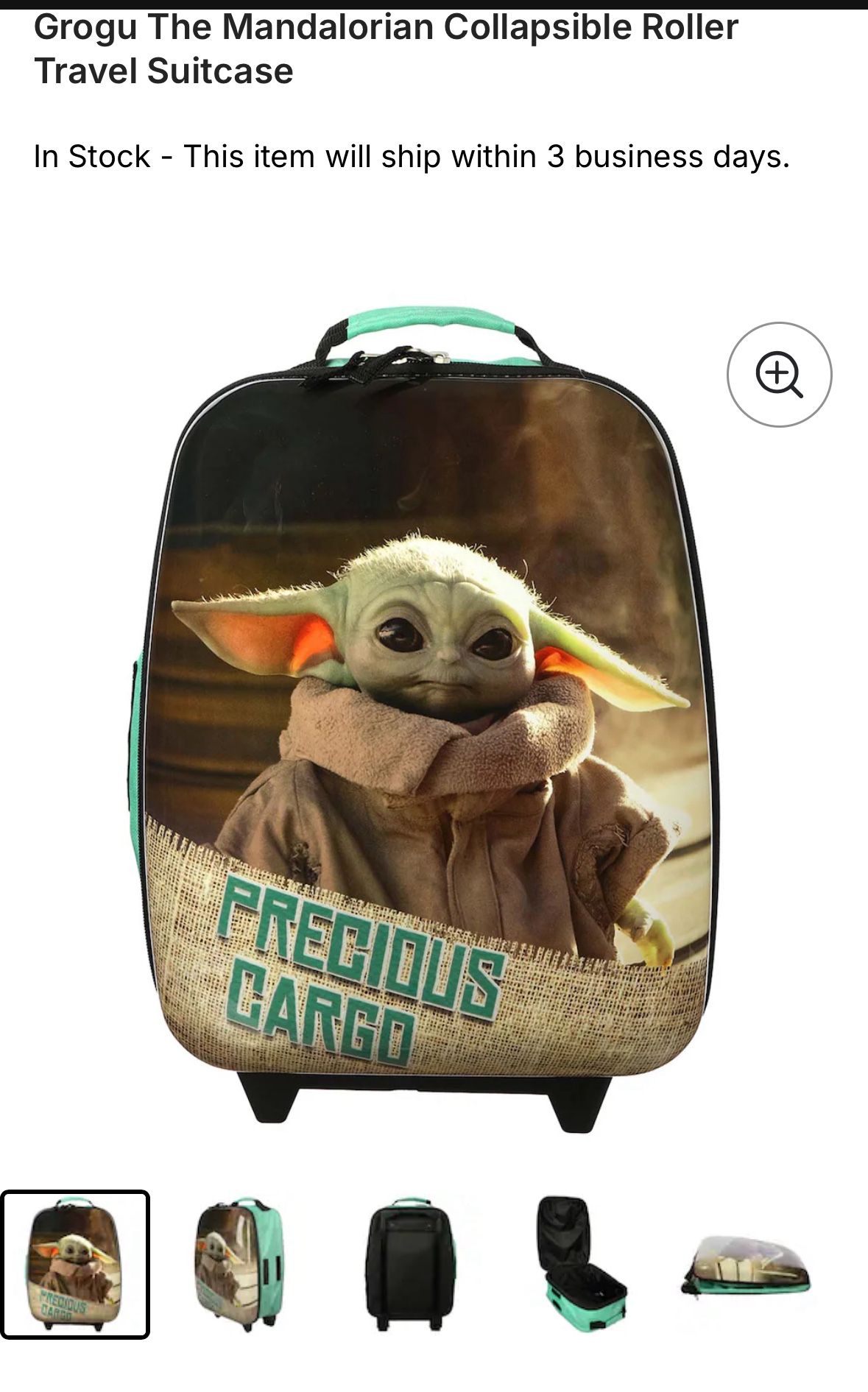 Grogu The Mandalorian Collapsible Roller Travel Suitcase