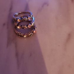 3 SILVER TONE STACK RINGS, SIZE 6.5