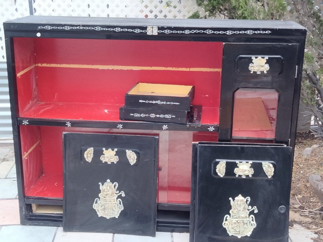 Oriental Style Cabinet Pearl Inlays