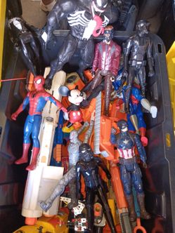 Nerf toys and accessories  and bundle of marvel  action figures