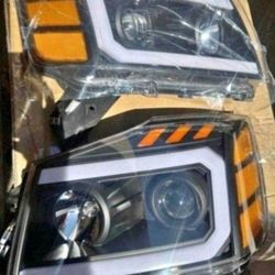 04-15 Nissan Titan 05-07 Armada LED DRL Projector Headlights Luces Focos Micas Faros Faroles