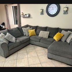 Large And Beautiful Grey Sectional Couch From Jerome's 